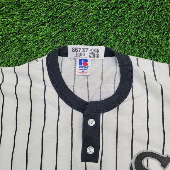Vintage Chicago White-Sox Henley Shirt XL 23x29 Striped - Picture 5 of 13